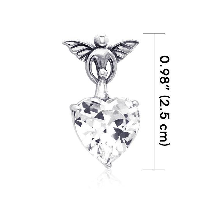 Gentle touch by the Wings of an Angel ~Sterling Silver Jewelry Pendant with a Heart-shaped Gemstone TPD2347 - Jewelry