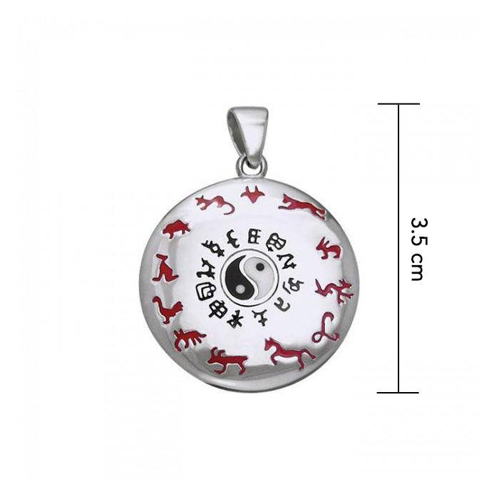 Chinese Astrology Yin Yang Silver Pendant TPD247 - Jewelry