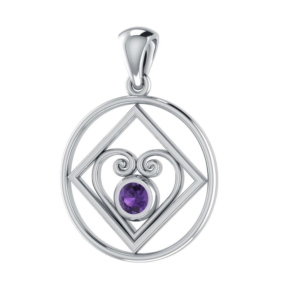 NA Recovery with Heart of Power Silver Pendant TPD270 - Jewelry