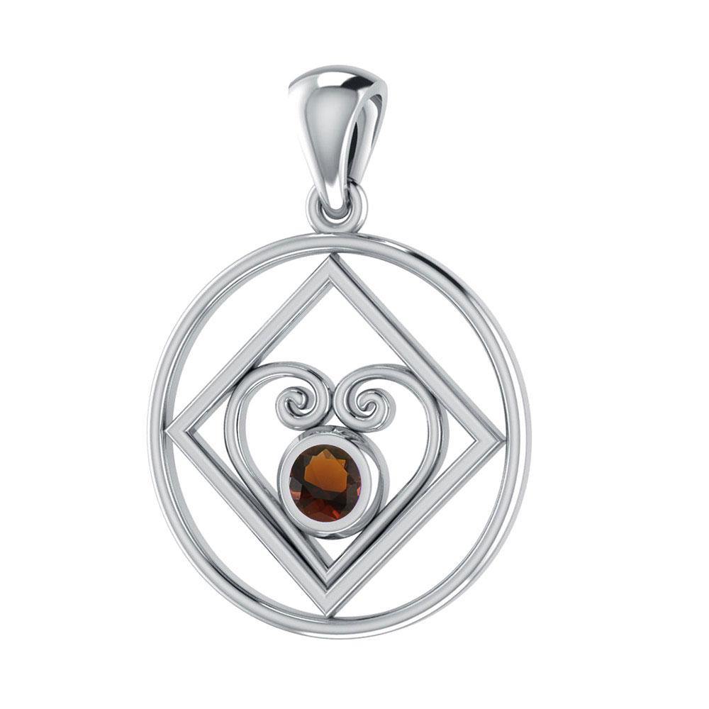 NA Recovery with Heart of Power Silver Pendant TPD270 - Jewelry