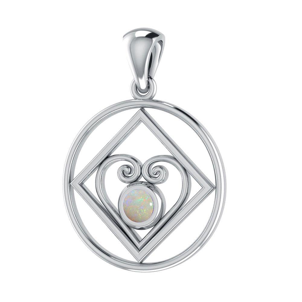 NA Recovery with Heart of Power Silver Pendant TPD270 - Jewelry