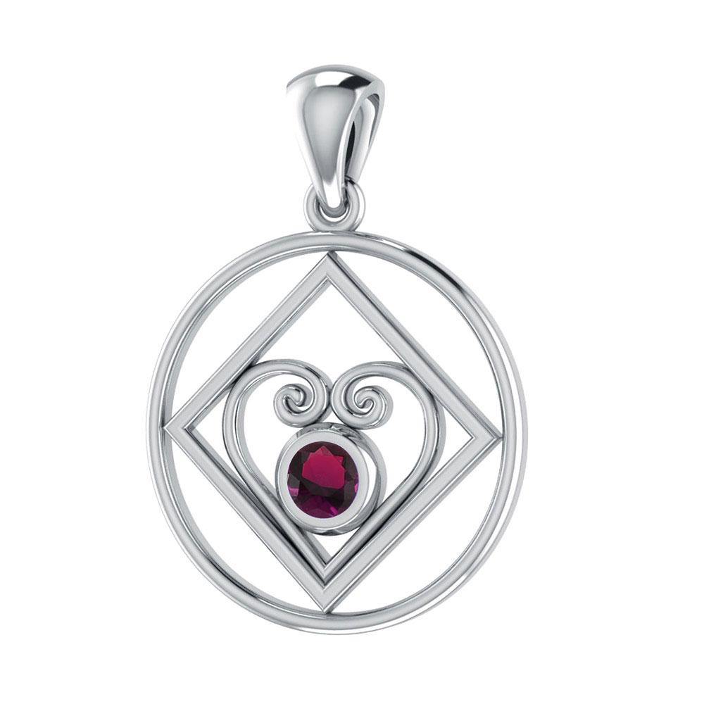 NA Recovery with Heart of Power Silver Pendant TPD270 - Jewelry