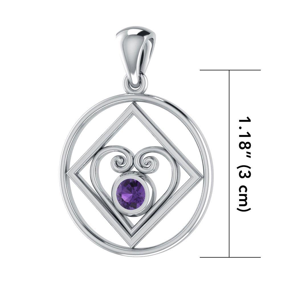 NA Recovery with Heart of Power Silver Pendant TPD270 - Jewelry