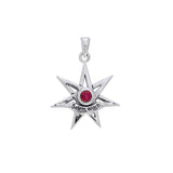 Salem Witch Seven Pointed Star with Gemstone Silver Pendant TPD2928 - Jewelry