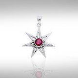 Sexy Witch Seven Pointed Star with Gemstone Silver Pendant TPD2929 - Jewelry