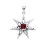 Sexy Witch Seven Pointed Star with Gemstone Silver Pendant TPD2929 - Jewelry