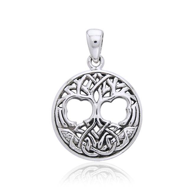 Interwoven with Birds in the Celtic Tree of Life ~ Sterling Silver Jewelry Pendant TPD3019 - Jewelry
