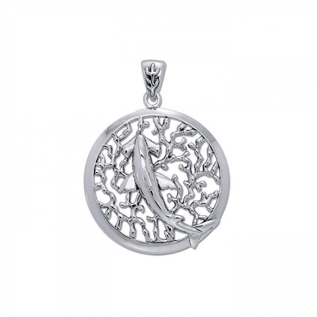 Mighty Hammerhead Shark on the Reef ~ Sterling Silver Jewelry Pendant TPD3405 - Jewelry