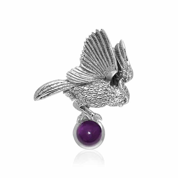 Believe in the underworld connection ~ Ted Andrews Great Horned Owl Pendant with Gemstone TPD341 - Jewelry