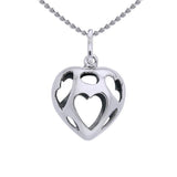 Bold Filigree in Heart Shape Silver Pendant TPD3514 - Jewelry