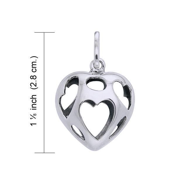 Bold Filigree in Heart Shape Silver Pendant TPD3514 - Jewelry