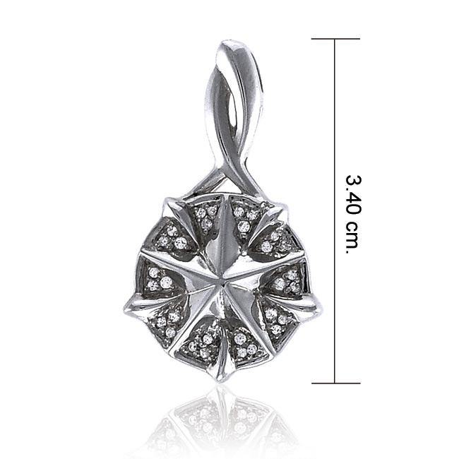 Silver Compass Slider Pendant with Gemstone TPD3528 - Jewelry