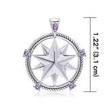 Compass with Gemstone Silver Pendant TPD3529 - Jewelry