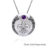 Fleur De Lis with Celtic Knotwork Silver Pendant TPD354