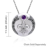 Fleur De Lis with Celtic Knotwork Silver Pendant TPD354 - Jewelry