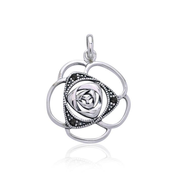 Blooming Rose Silver Pendant with Gems TPD3585 - Jewelry