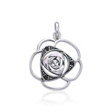 Blooming Rose Silver Pendant with Gems TPD3585 - Jewelry