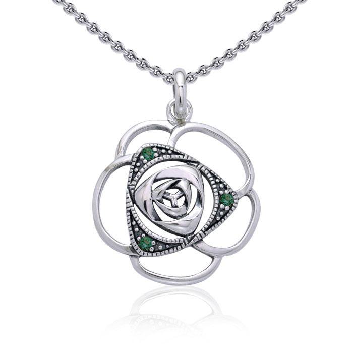 Blooming Rose Silver Pendant with Gems TPD3585 - Jewelry