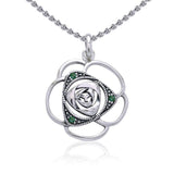 Blooming Rose Silver Pendant with Gems TPD3585 - Jewelry