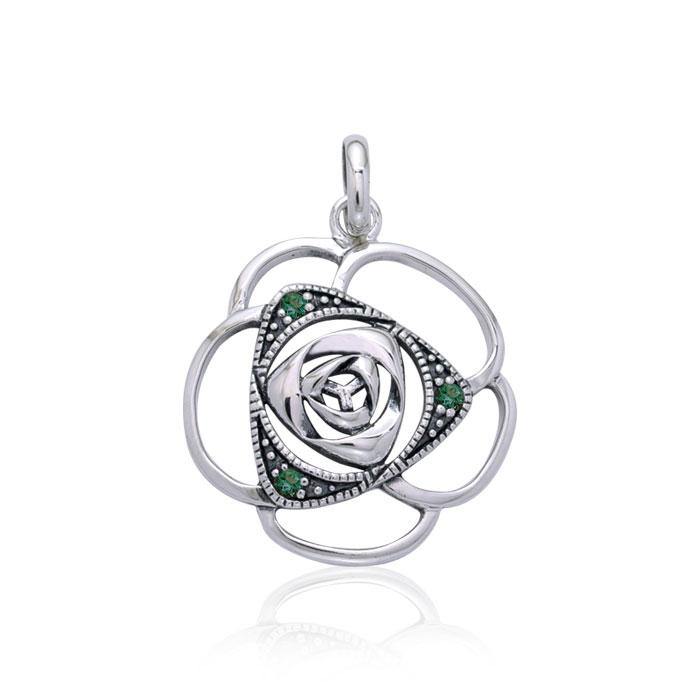 Blooming Rose Silver Pendant with Gems TPD3585 - Jewelry