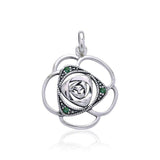 Blooming Rose Silver Pendant with Gems TPD3585 - Jewelry