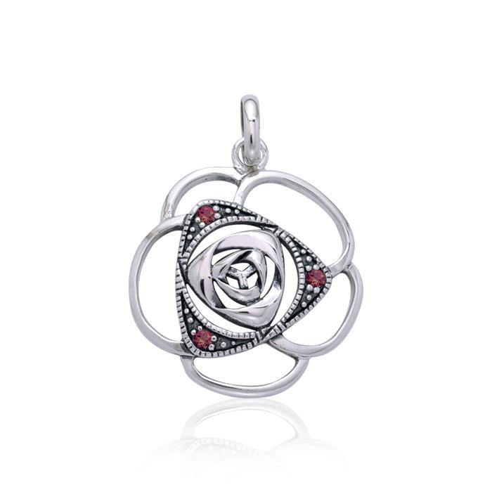 Blooming Rose Silver Pendant with Gems TPD3585 - Jewelry