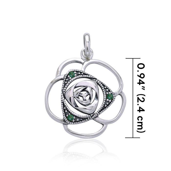 Blooming Rose Silver Pendant with Gems TPD3585 - Jewelry