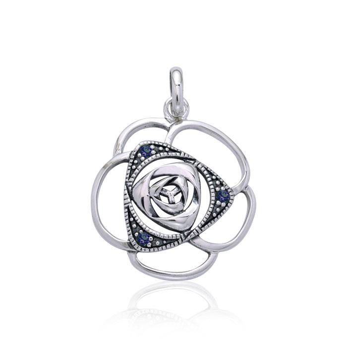 Blooming Rose Silver Pendant with Gems TPD3585 - Jewelry