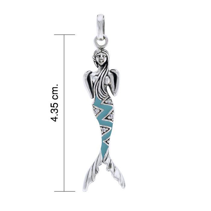 Mermaid Sterling Silver Pendant with Gemstone Tail TPD3625 - Jewelry