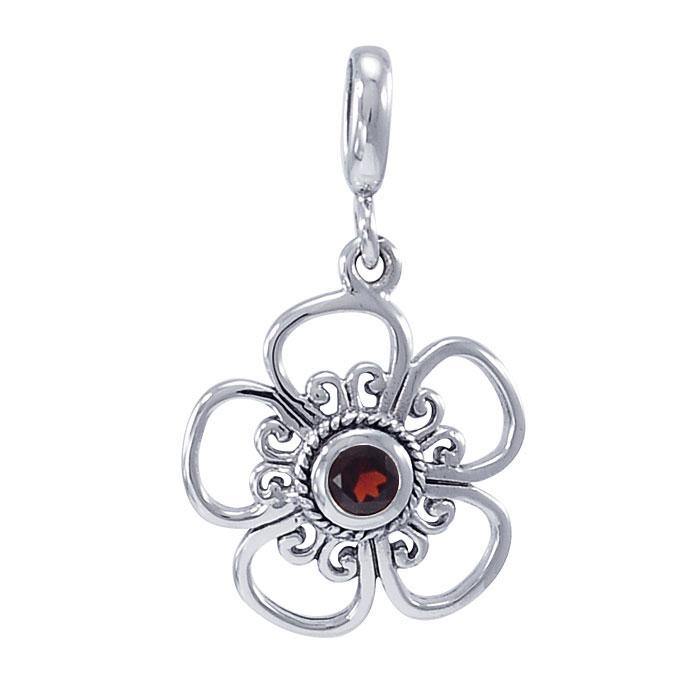 Blooming Flower Silver Pendant with Gems TPD3687 - Jewelry