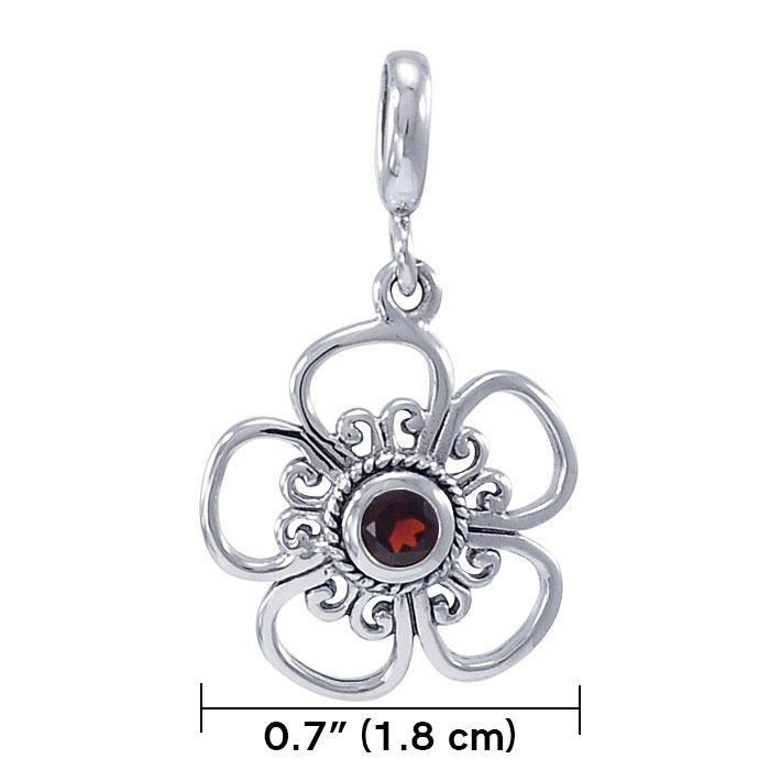 Blooming Flower Silver Pendant with Gems TPD3687 - Jewelry