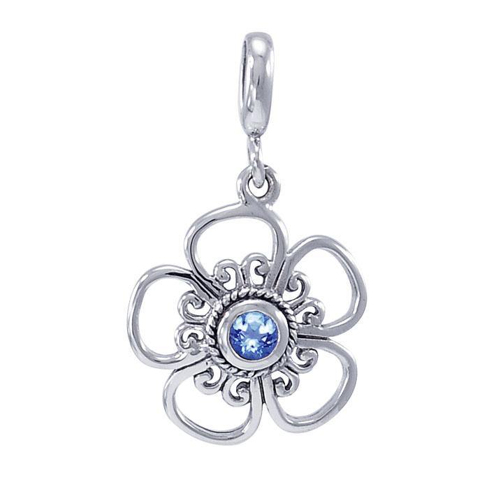 Blooming Flower Silver Pendant with Gems TPD3687 - Jewelry