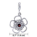 Blooming Flower Silver Pendant with Gems TPD3687 - Jewelry