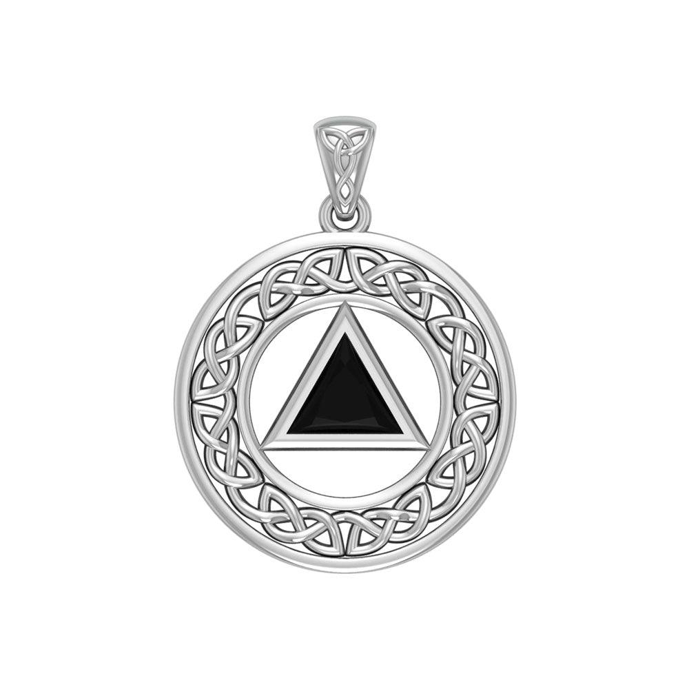 AA Recovery with Celtic Boarder Silver Pendant TPD3938 - Jewelry
