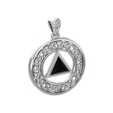 AA Recovery with Celtic Boarder Silver Pendant TPD3938 - Jewelry