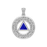 AA Recovery with Celtic Boarder Silver Pendant TPD3938 - Jewelry
