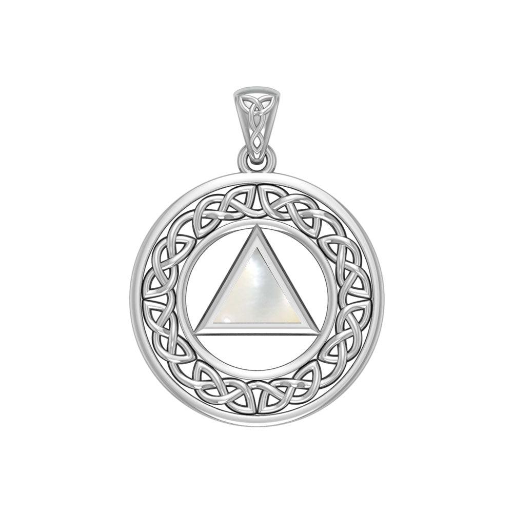 AA Recovery with Celtic Boarder Silver Pendant TPD3938 - Jewelry