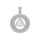 AA Recovery with Celtic Boarder Silver Pendant TPD3938 - Jewelry