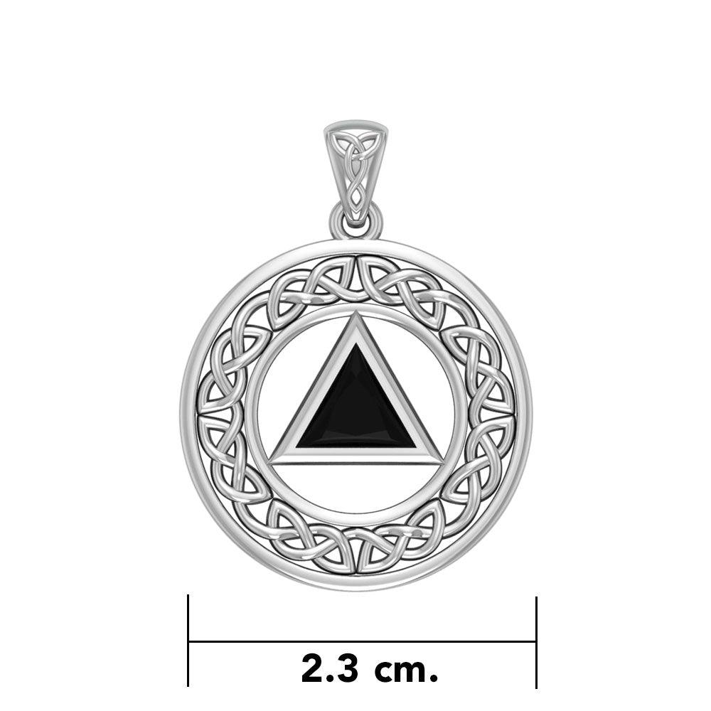 AA Recovery with Celtic Boarder Silver Pendant TPD3938 - Jewelry