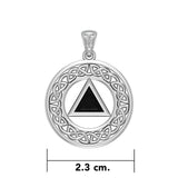 AA Recovery with Celtic Boarder Silver Pendant TPD3938 - Jewelry