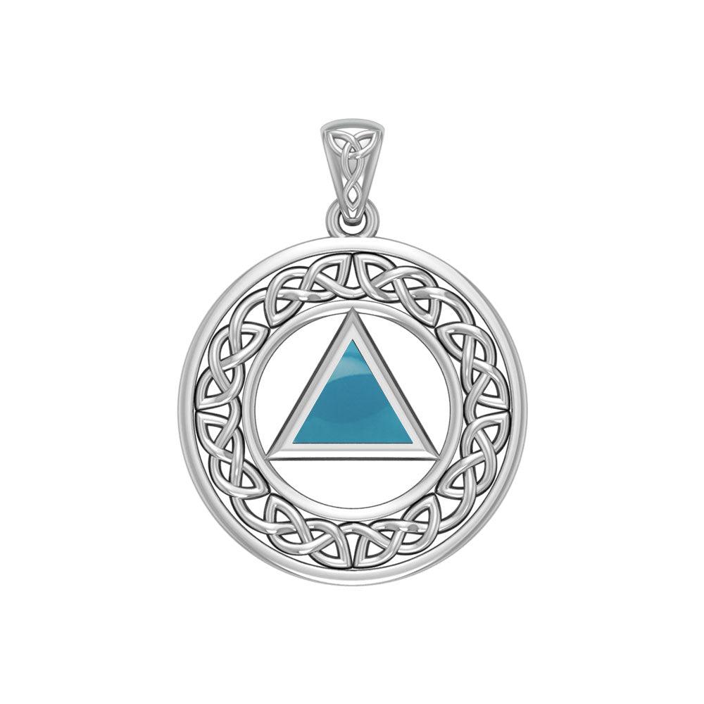 AA Recovery with Celtic Boarder Silver Pendant TPD3938 - Jewelry