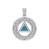 AA Recovery with Celtic Boarder Silver Pendant TPD3938 - Jewelry