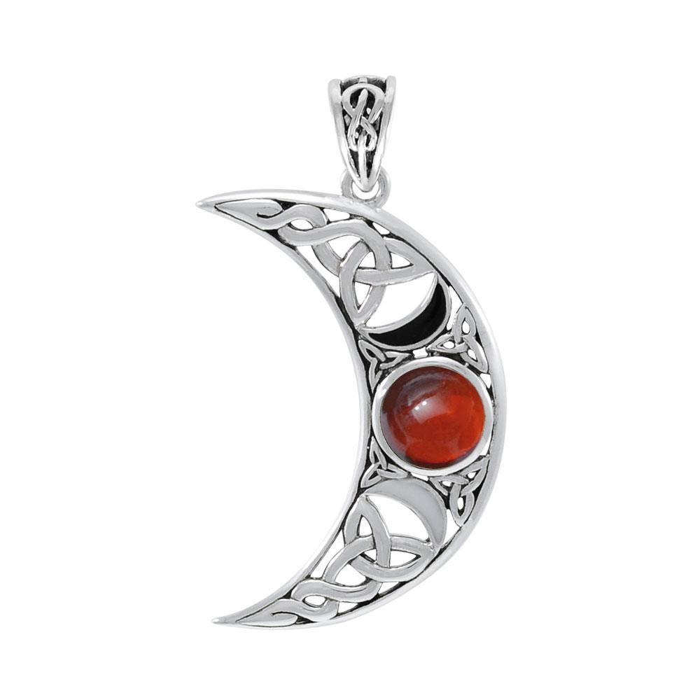 Blue Moon Large Silver Pendant with Gem and Enamel TPD4057 - Jewelry