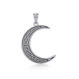 Celtic Crescent Moon Sterling Silver Pendant TPD4135