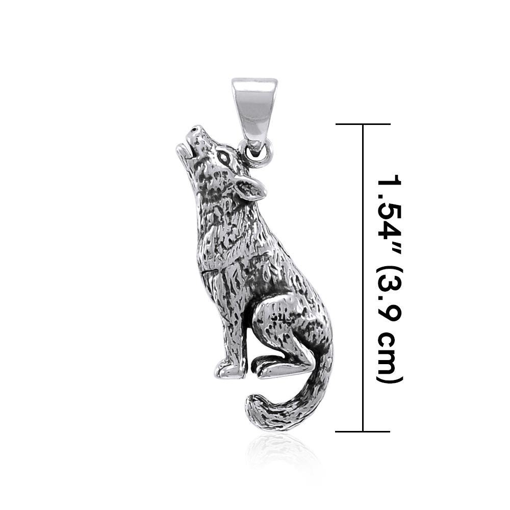 Howling Wolf Silver Pendant TPD4140 - Jewelry