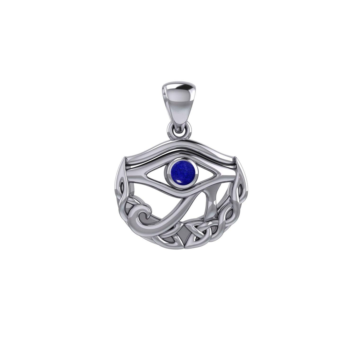 Eye of Horus with Celtic Knot Crescent Moon Silver Pendant TPD4275 - Jewelry