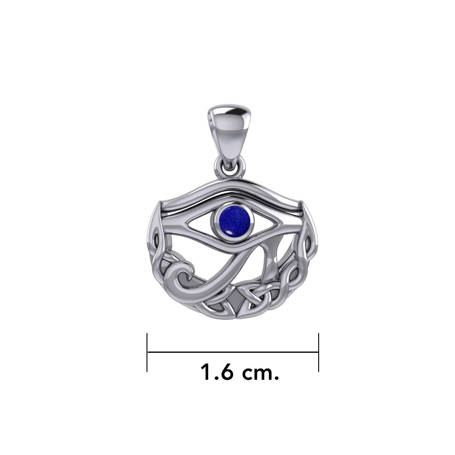 Eye of Horus with Celtic Knot Crescent Moon Silver Pendant TPD4275 - Jewelry