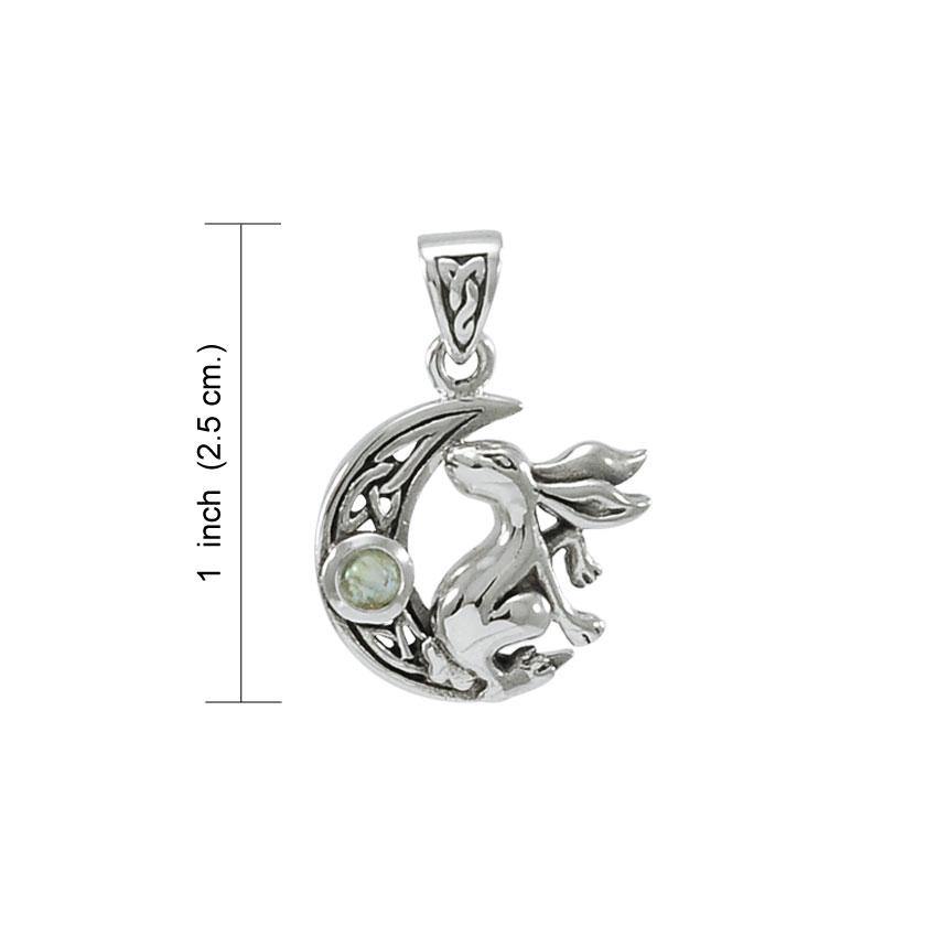 Rabbit on Crescent Moon Silver Pendant TPD4291 - Jewelry