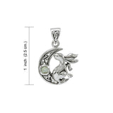 Rabbit on Crescent Moon Silver Pendant TPD4291 - Jewelry