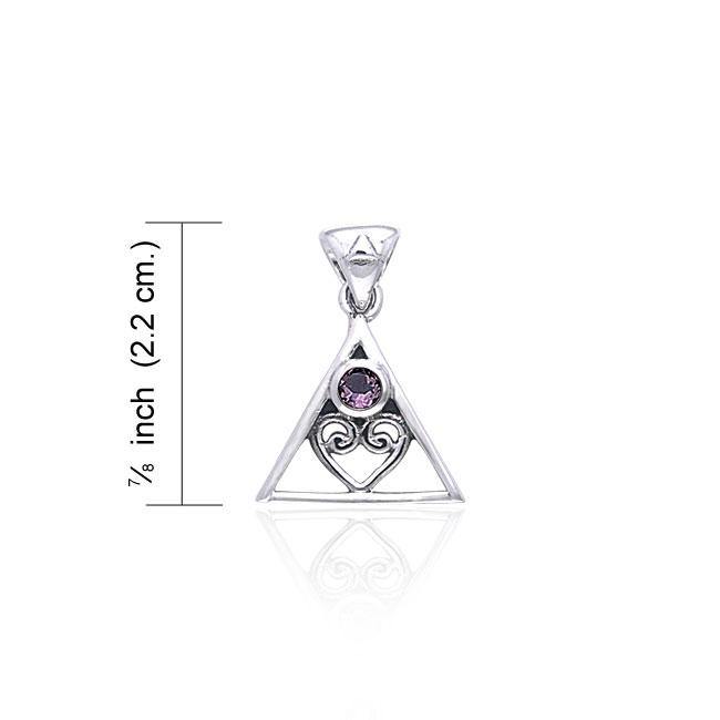 AA Heart in Recovery Silver Pendant With Gem TPD442 - Jewelry